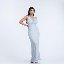 Load image into Gallery viewer, Plunge Halter Tie Evening Gown