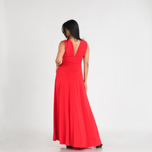 Load image into Gallery viewer, Grecian Plunge Neck Flared Evening Gown