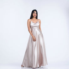 Load image into Gallery viewer, Tie Back Satin Evening Gown