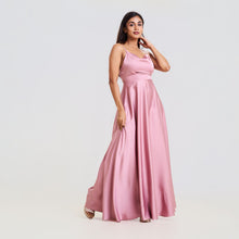 Load image into Gallery viewer, Tie Back Satin Evening Gown