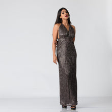 Load image into Gallery viewer, Plunge Halter Tie Evening Gown