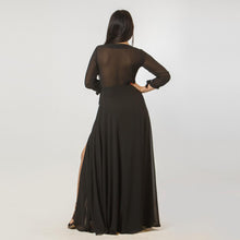 Load image into Gallery viewer, Mock Wrap Evening Gown w/ Long Sleeves