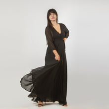 Load image into Gallery viewer, Mock Wrap Evening Gown w/ Long Sleeves