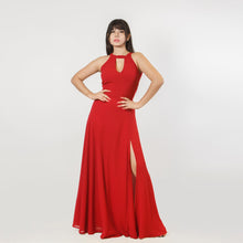 Load image into Gallery viewer, Open Back Halter Tie Evening Gown