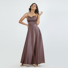 Load image into Gallery viewer, Tie Back Satin Evening Gown