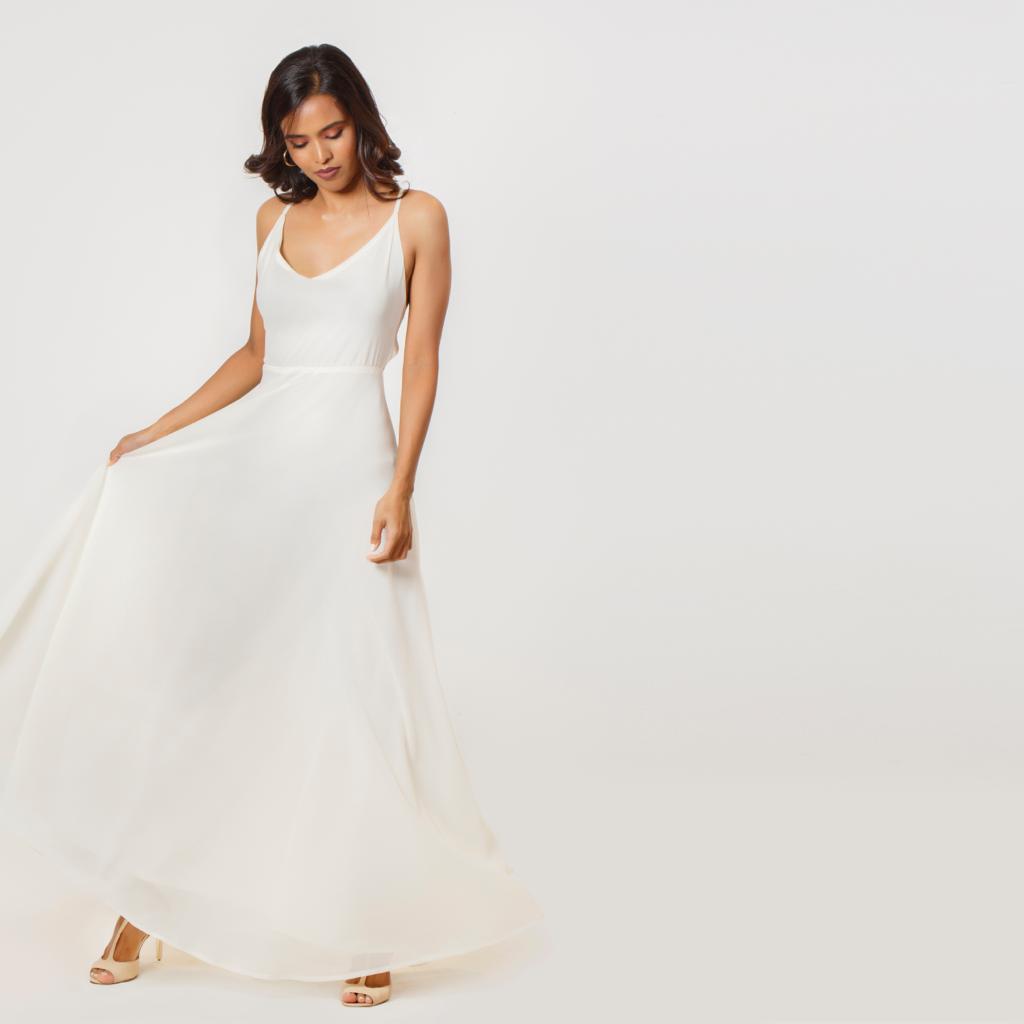 Criss-Cross Open Back Gown with Spaghetti Strap Candy Pink
