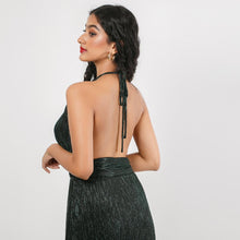 Load image into Gallery viewer, Plunge Halter Tie Evening Gown