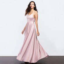 Load image into Gallery viewer, Tie Back Satin Evening Gown