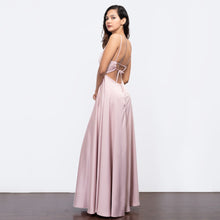 Load image into Gallery viewer, Tie Back Satin Evening Gown
