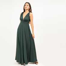 Load image into Gallery viewer, Grecian Plunge Neck Flared Evening Gown