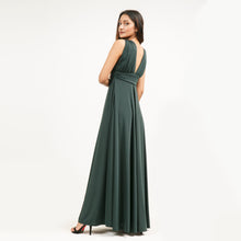 Load image into Gallery viewer, Grecian Plunge Neck Flared Evening Gown
