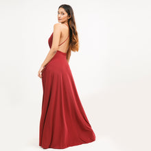 Load image into Gallery viewer, Grecian Plunge Criss Cross Back Evening Gown
