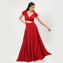 Load image into Gallery viewer, Wrap Top Tie Back Evening Gown