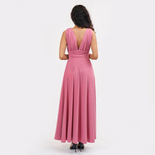 Load image into Gallery viewer, Grecian Plunge Neck Flared Evening Gown