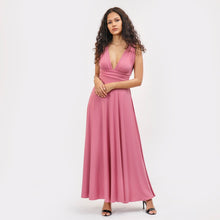 Load image into Gallery viewer, Grecian Plunge Neck Flared Evening Gown