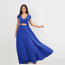 Load image into Gallery viewer, Wrap Top Tie Back Evening Gown