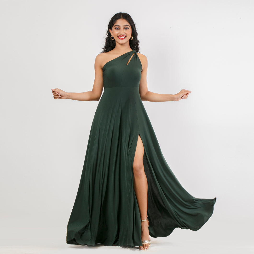 One Shoulder Cut-Out Evening Gown
