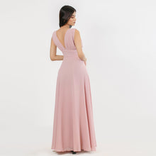 Load image into Gallery viewer, Grecian Plunge Neck Flared Evening Gown w/ Slit