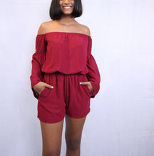 Load image into Gallery viewer, Off Shoulder Long Retro Sleeve Romper
