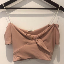 Load image into Gallery viewer, Tie Front Off Shoulder Crop Top