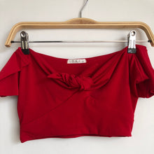 Load image into Gallery viewer, Tie Front Off Shoulder Crop Top