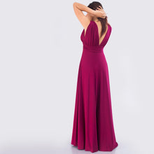 Load image into Gallery viewer, Grecian Plunge Neck Flared Evening Gown