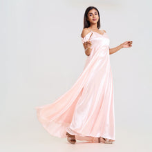 Load image into Gallery viewer, Cold Shoulder Flared Satin Evening Gown
