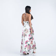 Load image into Gallery viewer, Floral Satin Plunge Halter Maxi
