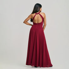 Load image into Gallery viewer, High Neck Open Back Chiffon Evening Gown
