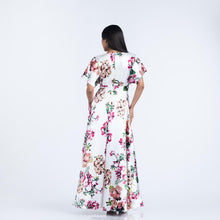 Load image into Gallery viewer, Boat Neck Butterfly Sleeve Satin Evening Gown
