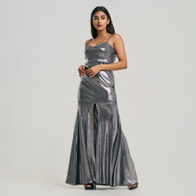 Load image into Gallery viewer, Spanish Style Frill Bottom Metallic Evening Gown

