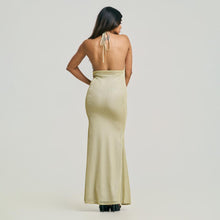 Load image into Gallery viewer, Plunge Halter Tie Fishtail Evening Gown
