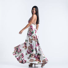 Load image into Gallery viewer, Floral Satin Plunge Halter Maxi
