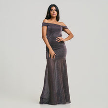 Load image into Gallery viewer, Off Shoulder Bodycon Frill Bottom Evening Gown
