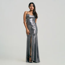 Load image into Gallery viewer, Spanish Style Frill Bottom Metallic Evening Gown
