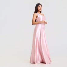 Load image into Gallery viewer, One Shoulder Satin Evening Gown
