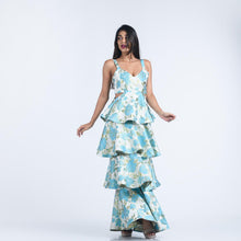 Load image into Gallery viewer, Tiered Side Cut-Out Jacquard Evening Gown
