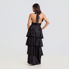 Load image into Gallery viewer, Tiered Plunge Halter Tie Evening Gown
