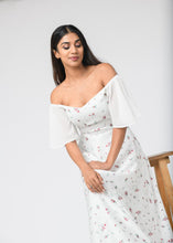 Load image into Gallery viewer, Floral Off Shoulder Frill Sleeve Evening Gown
