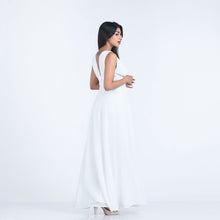 Load image into Gallery viewer, Grecian Plunge Flared Chiffon Evening Gown
