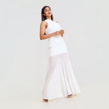Load image into Gallery viewer, High Neck Tie Bodycon Frill Bottom Chiffon Evening Gown
