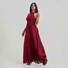 Load image into Gallery viewer, High Neck Open Back Chiffon Evening Gown
