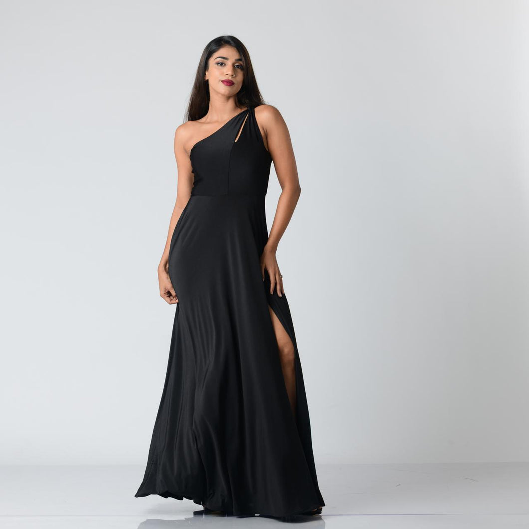 One Shoulder Cut-Out Evening Gown