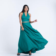 Load image into Gallery viewer, Halter Crop Top &amp; Flared Skirt Set
