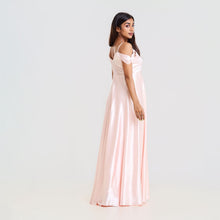 Load image into Gallery viewer, Cold Shoulder Flared Satin Evening Gown
