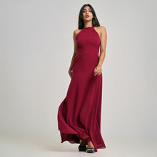 Load image into Gallery viewer, High Neck Open Back Chiffon Evening Gown
