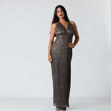 Load image into Gallery viewer, Plunge Halter Tie Evening Gown

