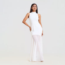 Load image into Gallery viewer, High Neck Tie Bodycon Frill Bottom Chiffon Evening Gown
