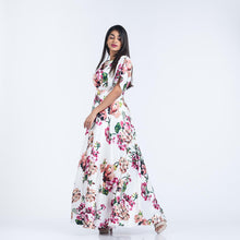 Load image into Gallery viewer, Boat Neck Butterfly Sleeve Satin Evening Gown
