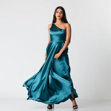 Load image into Gallery viewer, One Shoulder Satin Evening Gown
